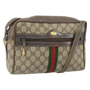 Authentic GUCCI GG Supreme Web Sherry Line Bag PVC Beige Gold 24 02 005